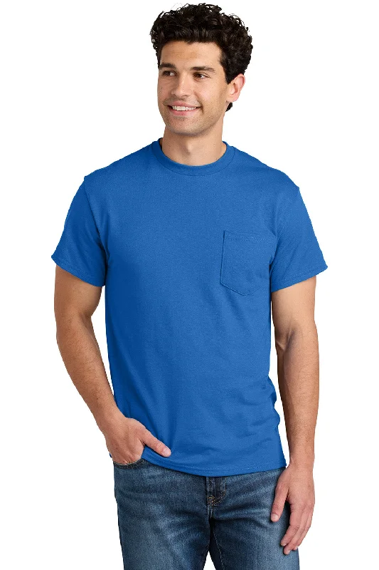 Men’s short-sleeve pike shirts-Gildan Mens DryBlend Moisture Wicking Short Sleeve Crewneck T-Shirt w/ Pocket - Royal Blue