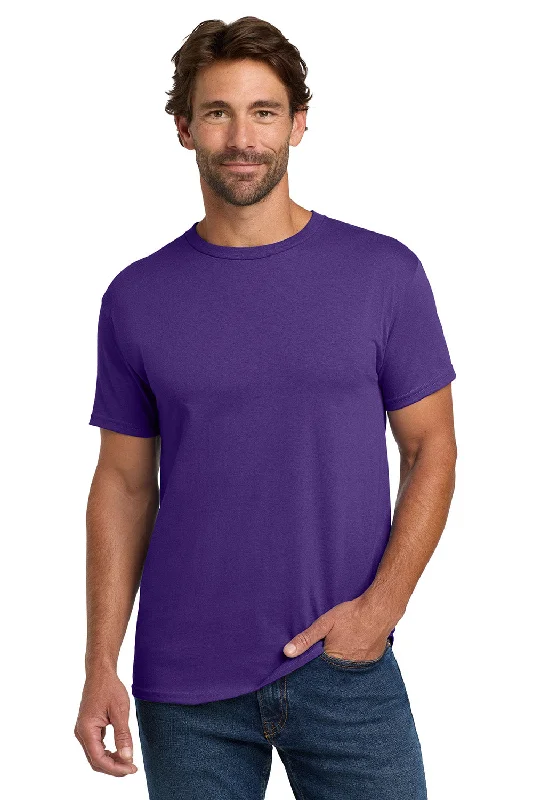 Men’s short-sleeve peak polos-Hanes Mens ComfortSoft Short Sleeve Crewneck T-Shirt - Purple