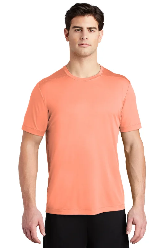 Men’s short-sleeve umbra tops-Sport-Tek Mens Moisture Wicking Short Sleeve Crewneck T-Shirt - Soft Coral Orange