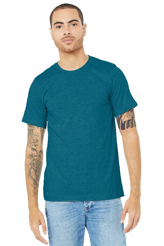 Men’s short-sleeve jett tees-Bella + Canvas Mens Heather CVC Short Sleeve Crewneck T-Shirt - Heather Deep Teal Blue