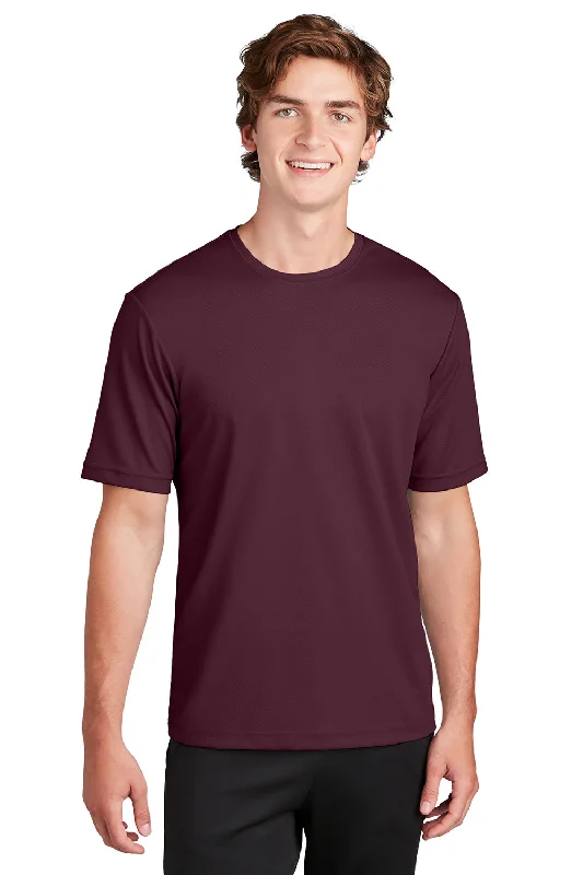 Men’s short-sleeve zinc shirts-Sport-Tek Mens RacerMesh Moisture Wicking Short Sleeve Crewneck T-Shirt - Maroon