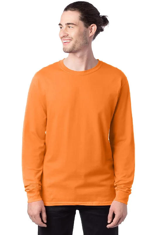 Men’s short-sleeve ooze polos-Hanes Mens ComfortSoft Long Sleeve Crewneck T-Shirt - Tennessee Orange