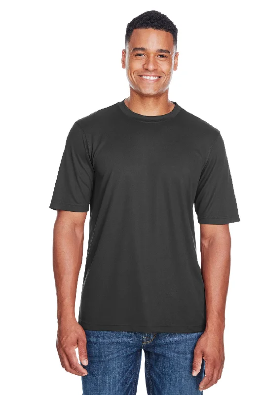 Men’s short-sleeve silt polos-Core 365 Mens Pace Performance Moisture Wicking Short Sleeve Crewneck T-Shirt - Carbon Grey - Closeout