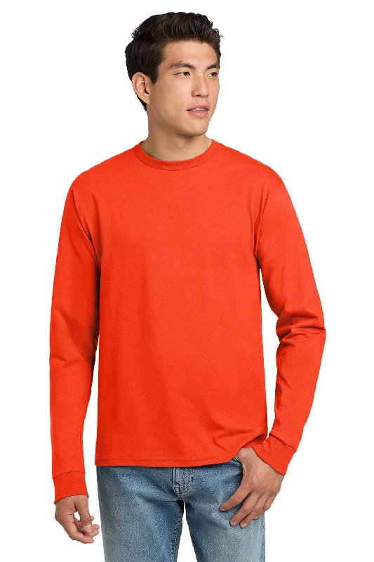 Men’s short-sleeve tarn shirts-Hanes Mens ComfortSoft Long Sleeve Crewneck T-Shirt - Orange