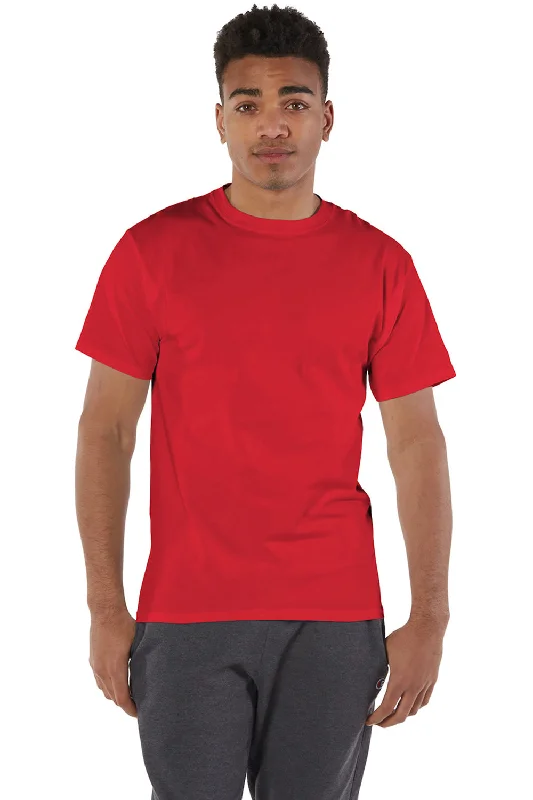 Men’s short-sleeve banded polos-Champion Mens Short Sleeve Crewneck T-Shirt - Red - Closeout