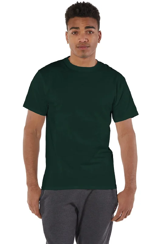 Men’s short-sleeve flintstone polos-Champion Mens Short Sleeve Crewneck T-Shirt - Dark Green