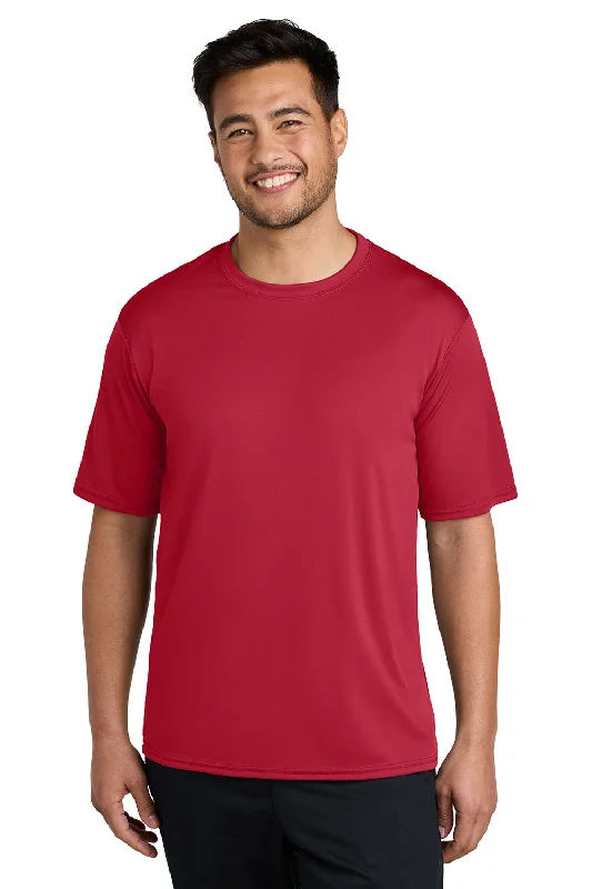 Men’s short-sleeve ash shirts-Port & Company Mens Dry Zone Performance Moisture Wicking Short Sleeve Crewneck T-Shirt - Red