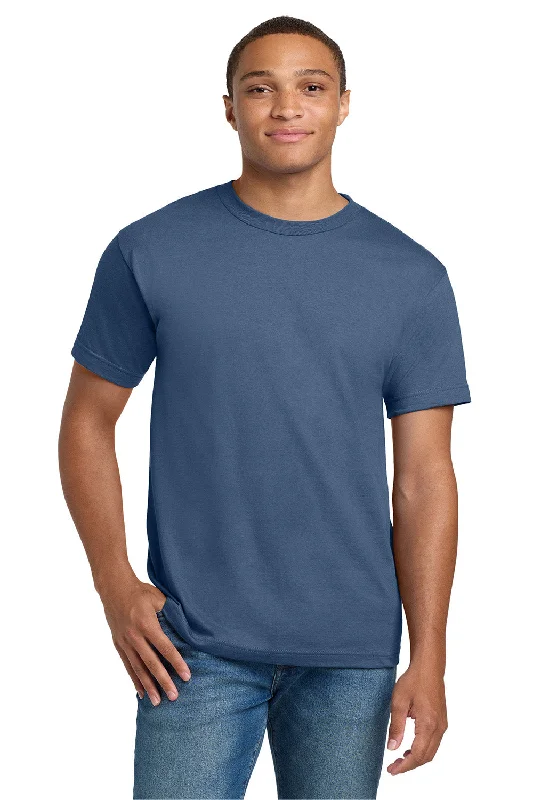 Men’s short-sleeve mire polos-Hanes Mens Beefy-T Short Sleeve Crewneck T-Shirt - Denim Blue