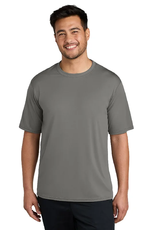 Men’s short-sleeve valley polos-Port & Company Mens Dry Zone Performance Moisture Wicking Short Sleeve Crewneck T-Shirt - Concrete Grey