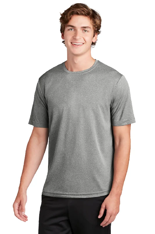 Men’s short-sleeve nexus polos-Sport-Tek Mens RacerMesh Moisture Wicking Short Sleeve Crewneck T-Shirt - Heather Grey