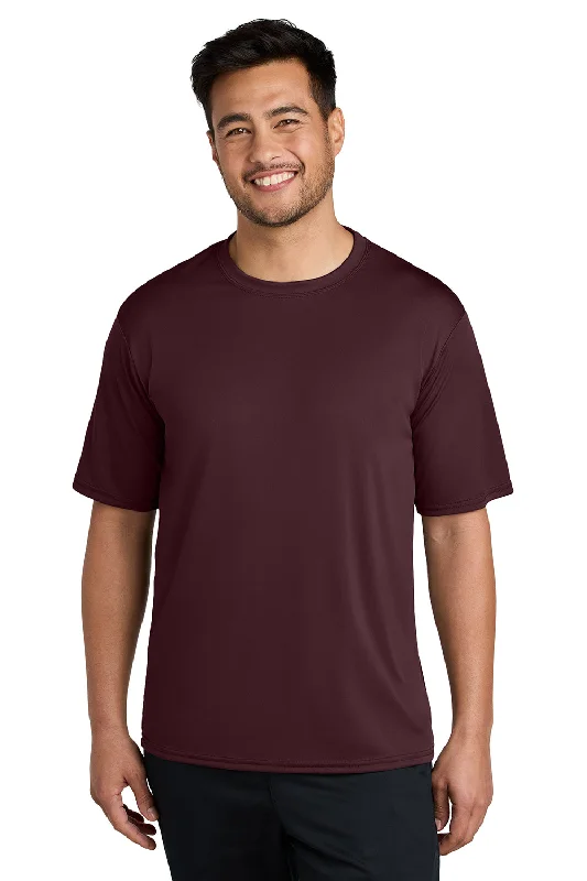 Men’s short-sleeve cairn tees-Port & Company Mens Dry Zone Performance Moisture Wicking Short Sleeve Crewneck T-Shirt - Athletic Maroon