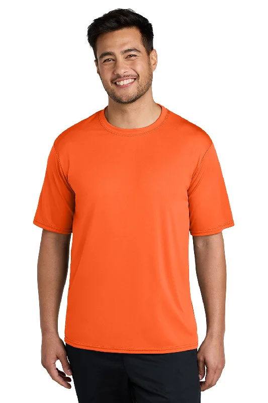 Men’s short-sleeve zenith polos-Port & Company Mens Dry Zone Performance Moisture Wicking Short Sleeve Crewneck T-Shirt - Neon Orange