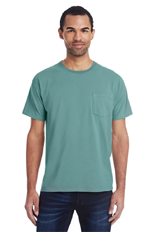 Men’s short-sleeve vug tees-ComfortWash By Hanes Mens Short Sleeve Crewneck T-Shirt w/ Pocket - Cypress Green