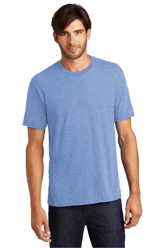 Men’s short-sleeve dike shirts-District Mens Perfect Tri Short Sleeve Crewneck T-Shirt - Maritime Blue Frost