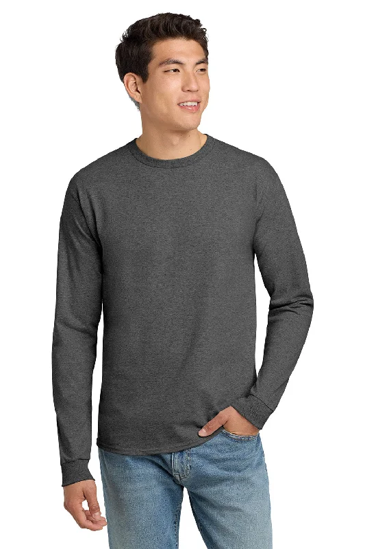 Men’s short-sleeve alder polos-Hanes Mens ComfortSoft Long Sleeve Crewneck T-Shirt - Heather Charcoal Grey