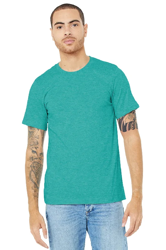 Men’s short-sleeve silt polos-Bella + Canvas Mens Heather CVC Short Sleeve Crewneck T-Shirt - Heather Sea Green