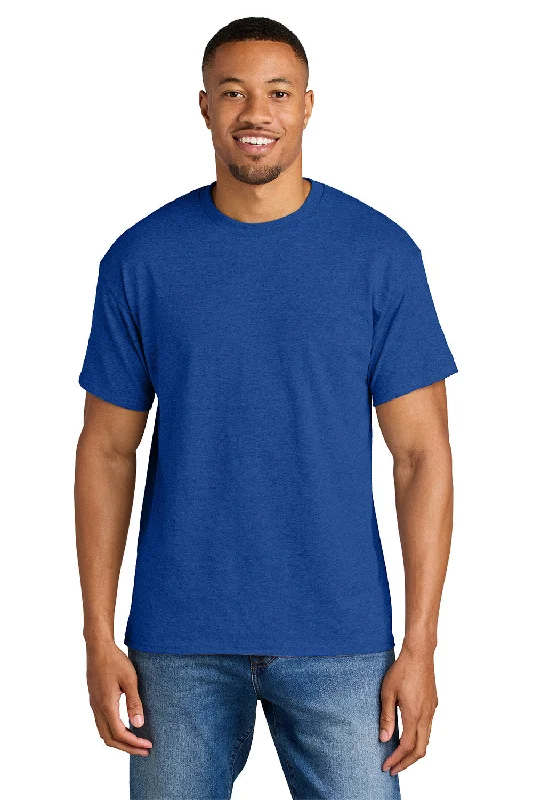 Men’s short-sleeve wold tops-Gildan Mens DryBlend Moisture Wicking Short Sleeve Crewneck T-Shirt - Heather Royal Blue