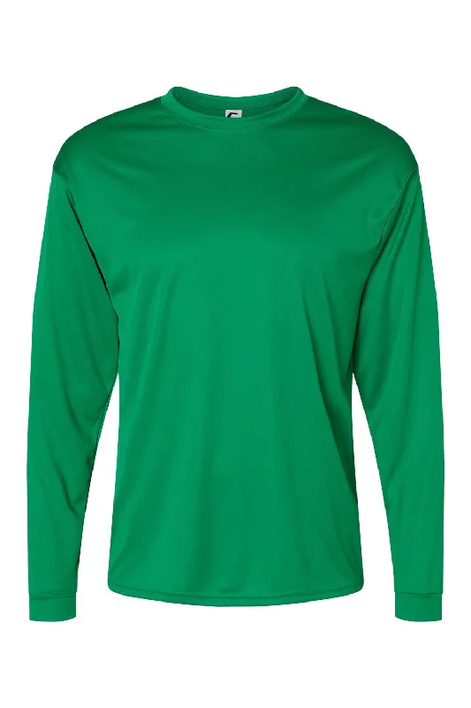 Men’s short-sleeve quirk polos-C2 Sport Mens Performance Moisture Wicking Long Sleeve Crewneck T-Shirt - Kelly Green