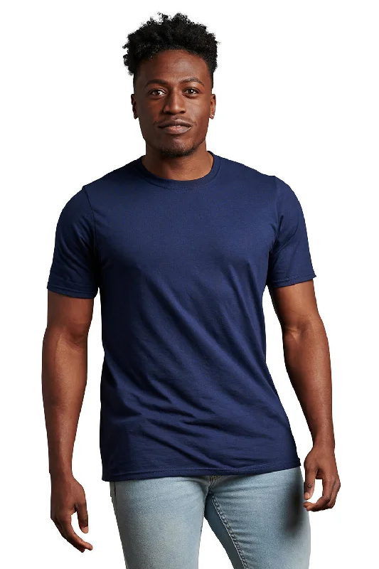 Men’s short-sleeve yore tops-Russell Athletic Mens Dri-Power Moisture Wicking Performance Short Sleeve Crewneck T-Shirt - Navy Blue