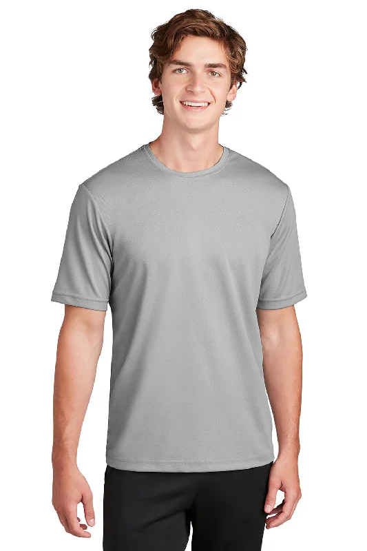 Men’s short-sleeve zinc shirts-Sport-Tek Mens RacerMesh Moisture Wicking Short Sleeve Crewneck T-Shirt - Silver Grey