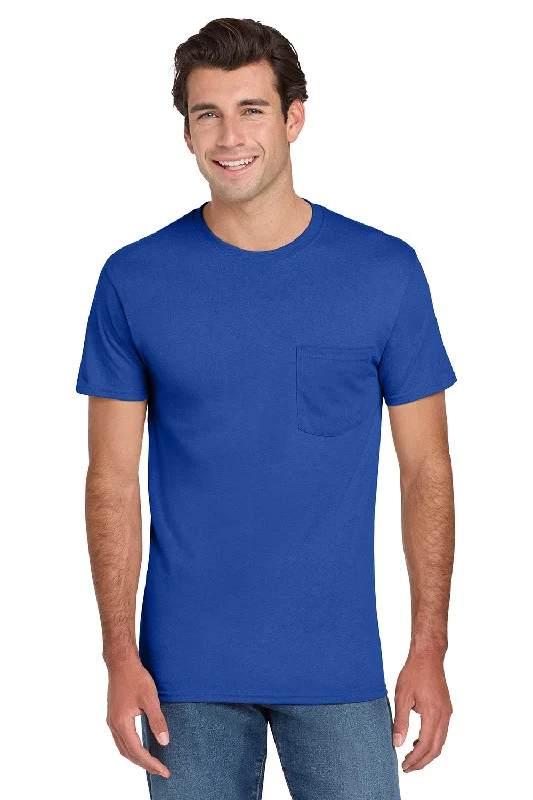 Men’s short-sleeve fjord tops-Jerzees Mens Dri-Power Moisture Wicking Short Sleeve Crewneck T-Shirt w/ Pocket - Royal Blue