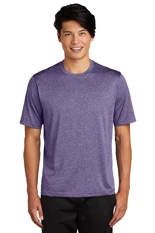 Men’s short-sleeve reef tops-Sport-Tek Mens Contender Heather Moisture Wicking Short Sleeve Crewneck T-Shirt - Heather Purple