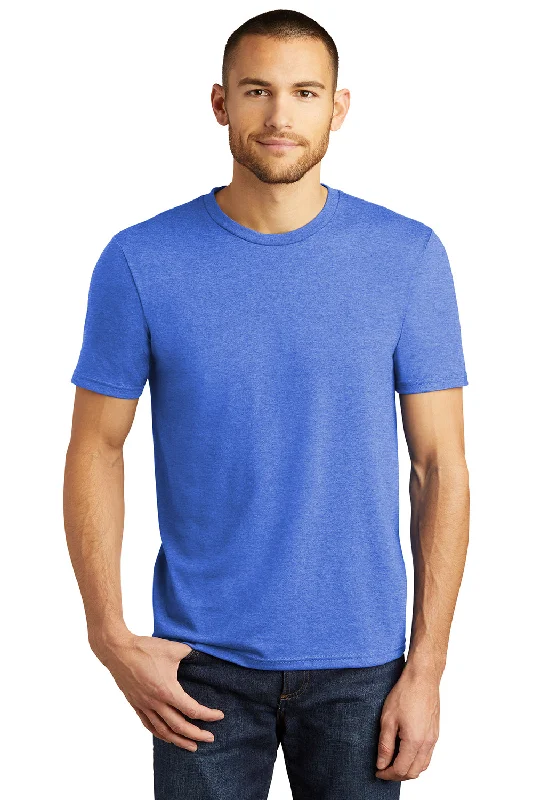 Men’s short-sleeve bight shirts-District Mens Perfect Tri Short Sleeve Crewneck T-Shirt - Royal Blue Frost