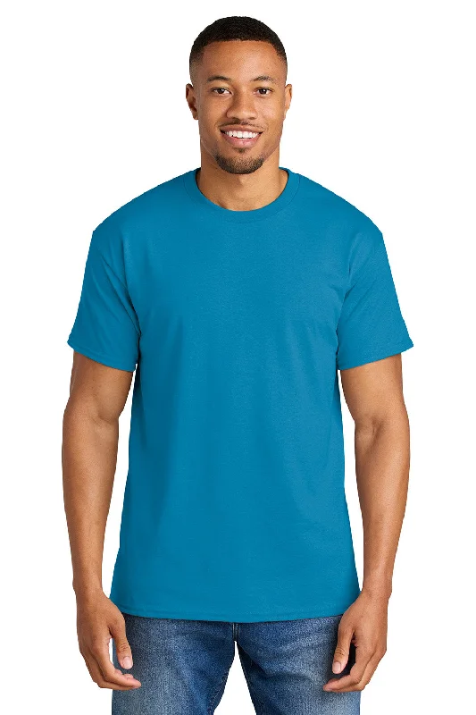 Men’s short-sleeve dike shirts-Gildan Mens DryBlend Moisture Wicking Short Sleeve Crewneck T-Shirt - Sapphire Blue