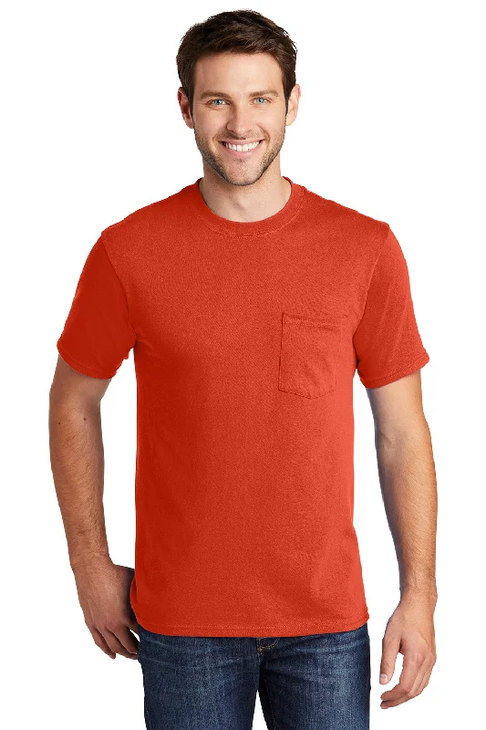 Men’s short-sleeve crag polos-Port & Company Mens Core Short Sleeve Crewneck T-Shirt w/ Pocket - Orange