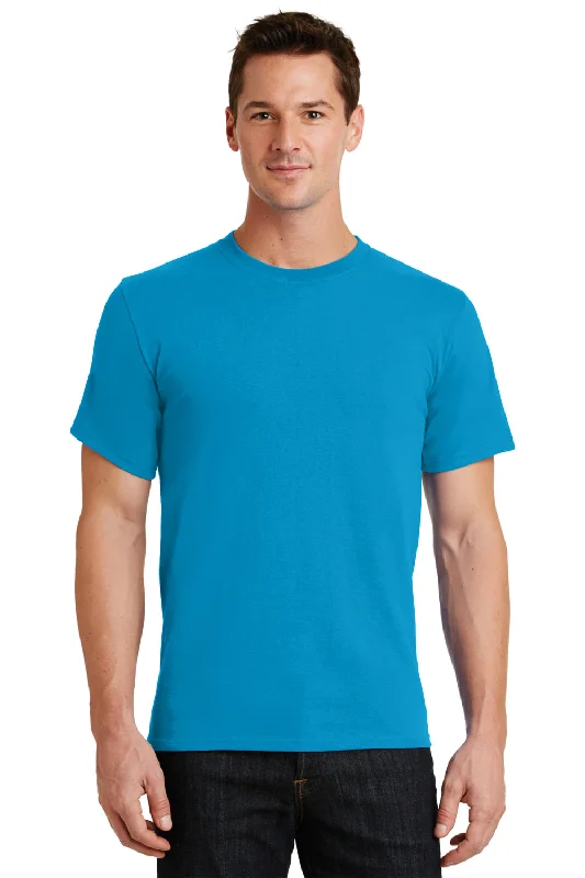 Men’s short-sleeve kiln tops-Port & Company Mens Essential Short Sleeve Crewneck T-Shirt - Turquoise Blue