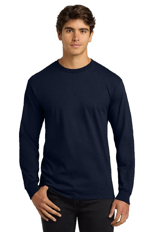 Men’s short-sleeve umbel polos-Gildan Mens Ultra Long Sleeve Crewneck T-Shirt - Navy Blue