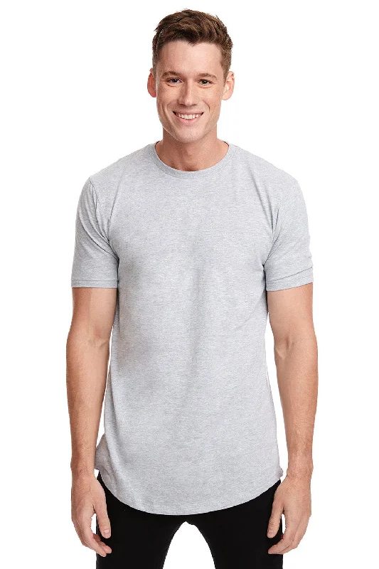 Men’s short-sleeve wick polos-Next Level Mens Long Body Jersey Short Sleeve Crewneck T-Shirt - Heather Grey