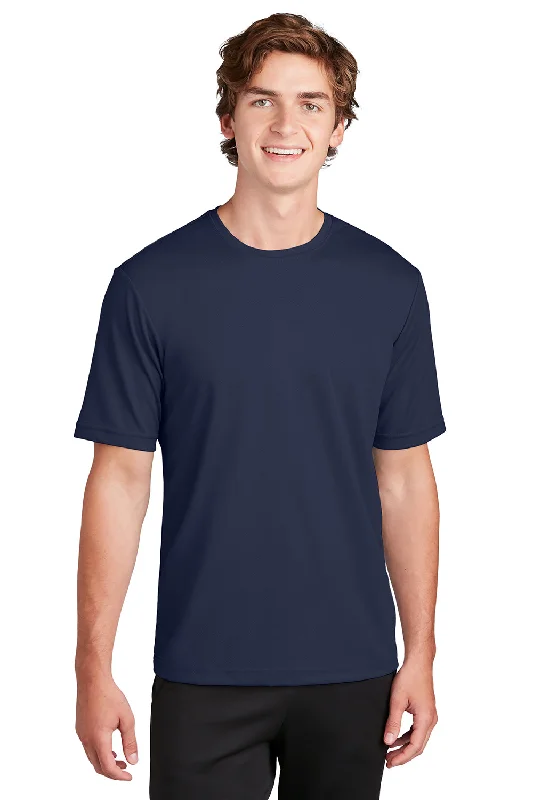 Men’s short-sleeve fell tees-Sport-Tek Mens RacerMesh Moisture Wicking Short Sleeve Crewneck T-Shirt - True Navy Blue