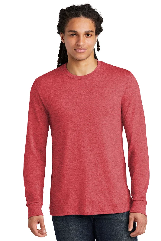 Men’s short-sleeve wharf polos-District Mens Perfect Tri Long Sleeve Crewneck T-Shirt - Red Frost