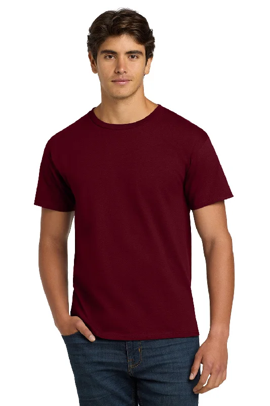 Men’s short-sleeve quarz shirts-Hanes Mens ComfortSoft Short Sleeve Crewneck T-Shirt - Maroon