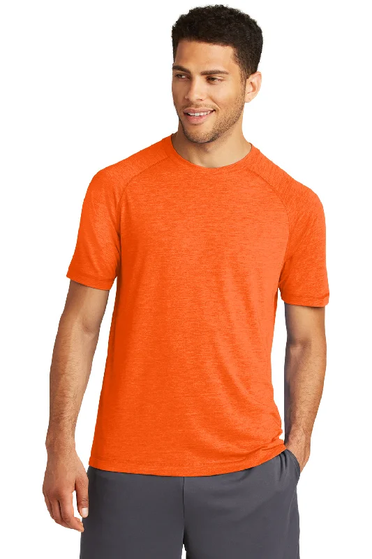 Men’s short-sleeve heather tops-Sport-Tek Mens Moisture Wicking Short Sleeve Crewneck T-Shirt - Heather Deep Orange