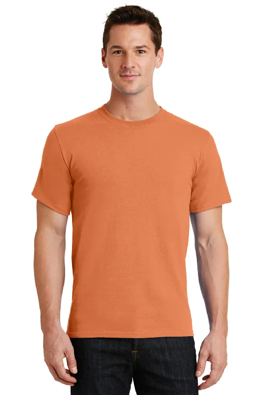 Men’s short-sleeve inlet polos-Port & Company Mens Essential Short Sleeve Crewneck T-Shirt - Orange Sherbet