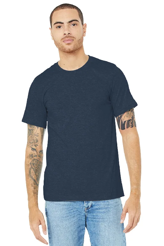 Men’s short-sleeve vug tees-Bella + Canvas Mens Heather CVC Short Sleeve Crewneck T-Shirt - Heather Navy Blue