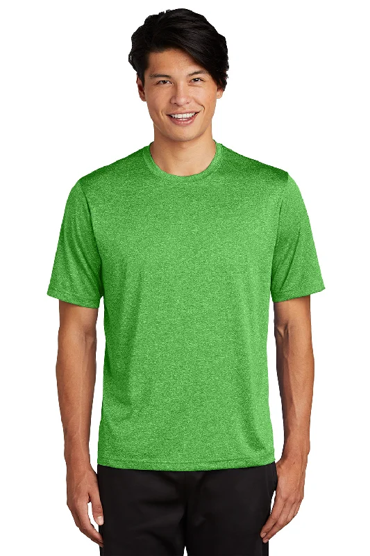 Men’s short-sleeve oxide tees-Sport-Tek Mens Contender Heather Moisture Wicking Short Sleeve Crewneck T-Shirt - Heather Turf Green