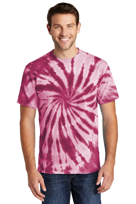 Men’s short-sleeve ledge shirts-Port & Company Mens Tie-Dye Short Sleeve Crewneck T-Shirt - Maroon