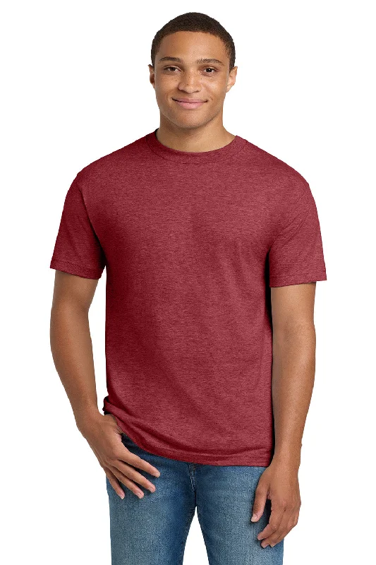 Men’s short-sleeve lagoon tops-Hanes Mens Beefy-T Short Sleeve Crewneck T-Shirt - Heather Red