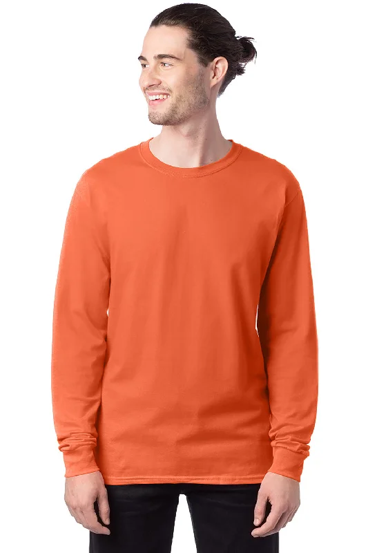 Men’s short-sleeve veld tees-Hanes Mens ComfortSoft Long Sleeve Crewneck T-Shirt - Texas Orange