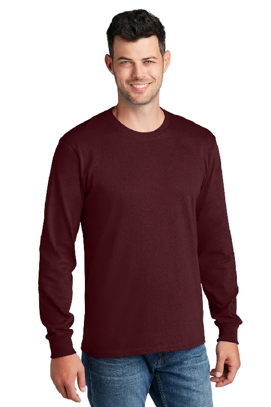 Men’s short-sleeve quarry tees-Port & Company Mens Core Long Sleeve Crewneck T-Shirt - Athletic Maroon