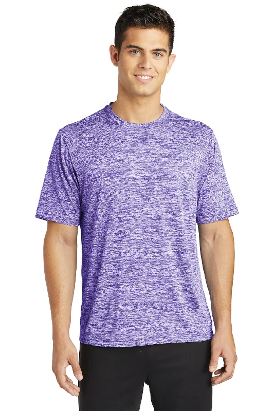 Men’s short-sleeve dell tees-Sport-Tek Mens Electric Heather Moisture Wicking Short Sleeve Crewneck T-Shirt - Purple Electric - Closeout