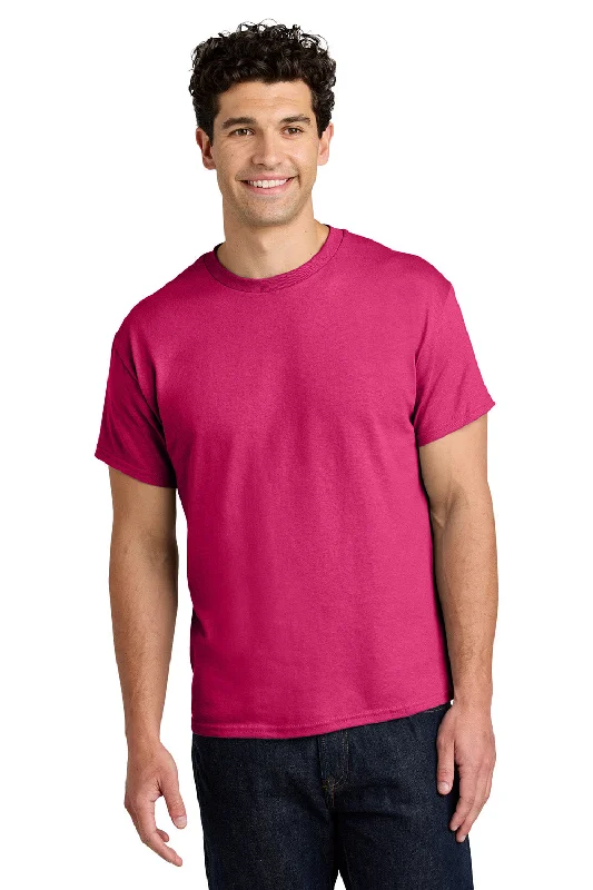 Men’s short-sleeve luff shirts-Gildan Mens Short Sleeve Crewneck T-Shirt - Heliconia Pink