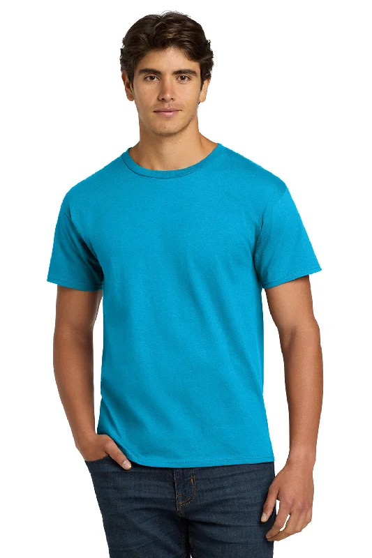 Men’s short-sleeve hilt tees-Hanes Mens ComfortSoft Short Sleeve Crewneck T-Shirt - Teal Blue