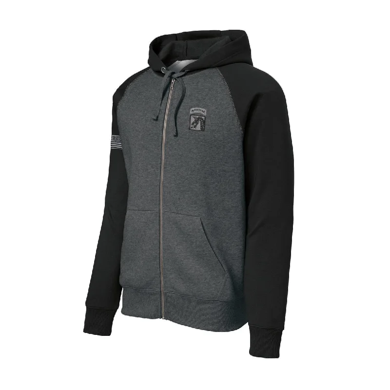 mens hoodie for your sporty side-18th Airborne Color Block Zip Up Hoodie