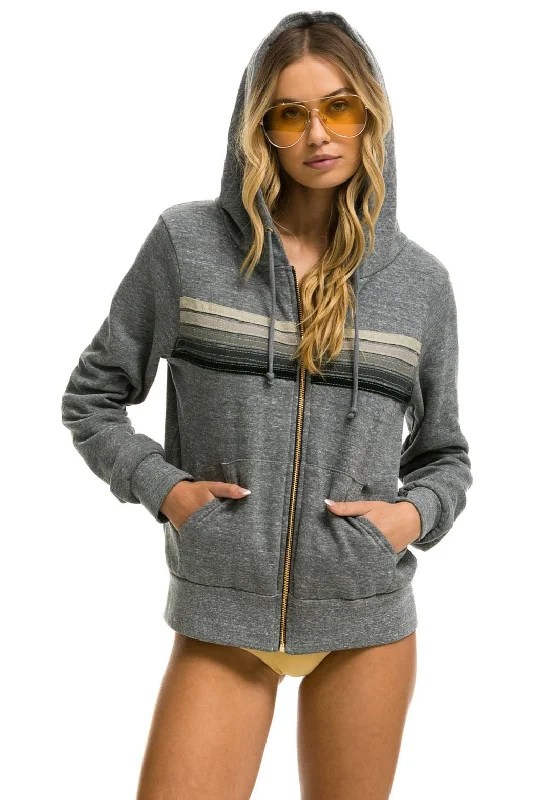 mens hoodie with bold contrast details-5 STRIPE HOODIE - HEATHER GREY // GREY