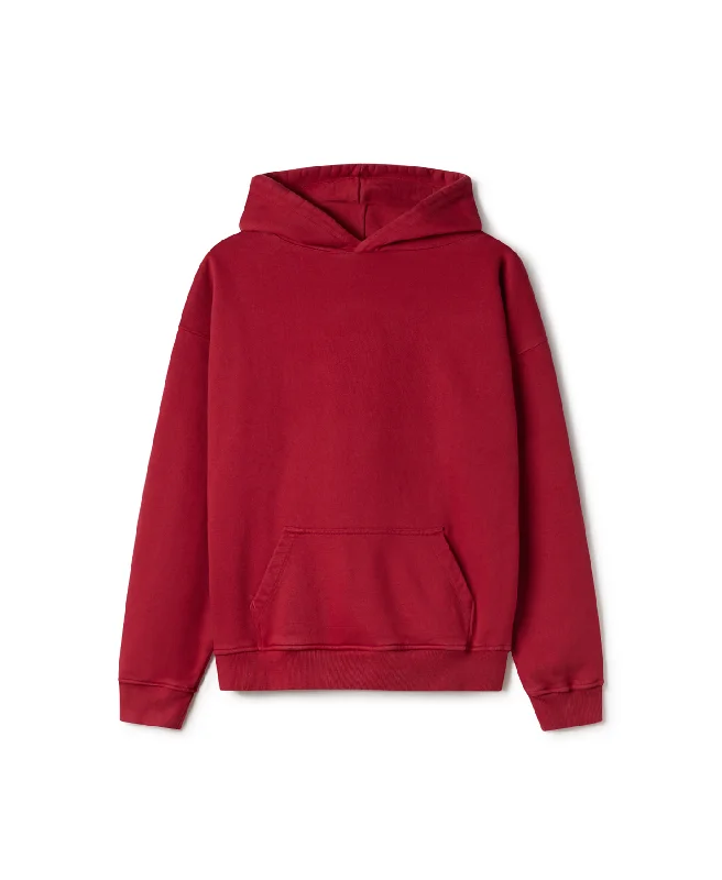 mens hoodie with zipper detail-600 GSM 'Dark Red' Hoodie