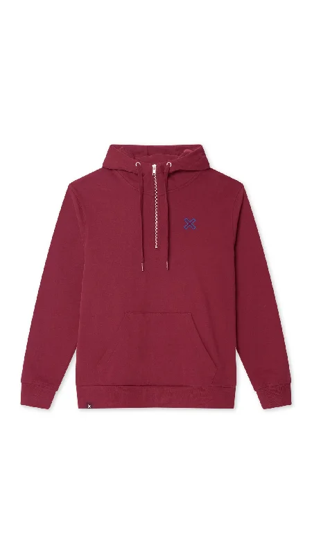 mens hoodie with oversized fit-HALF ZIP HOODIE REEF BURGUNDY